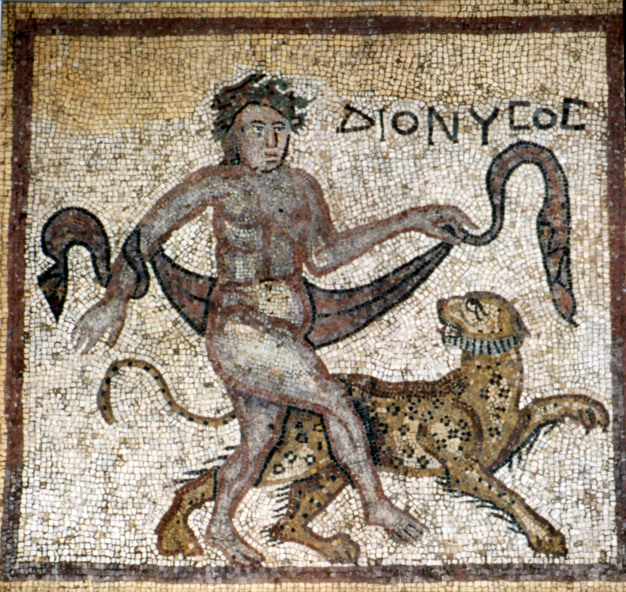 Roomalainen mosaiikki, Dionysos pantterin kanssa, 400-luku tekijältä Unknown