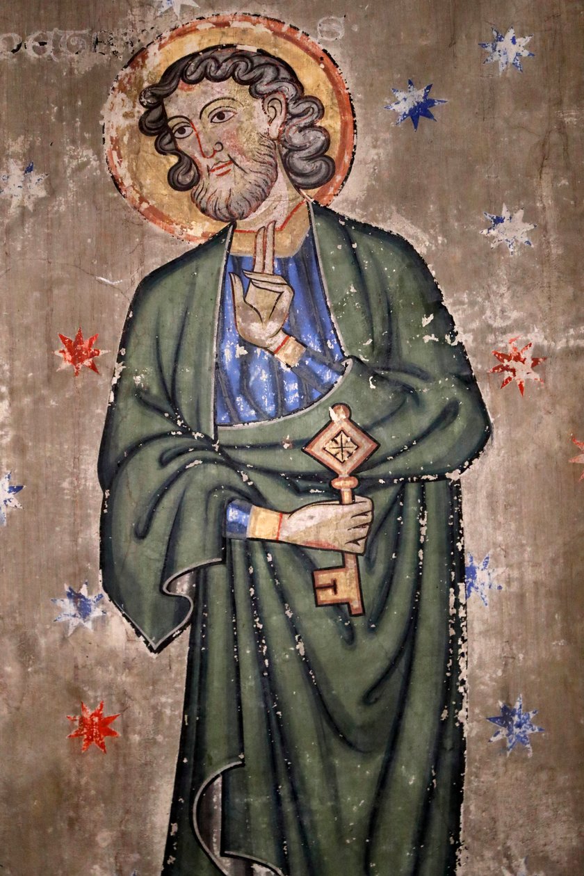 Saint-Pierre-le-Jeune protestanttinen kirkko, Saint Peter, Fresco, Strasbourg, Ranska. tekijältä Unknown