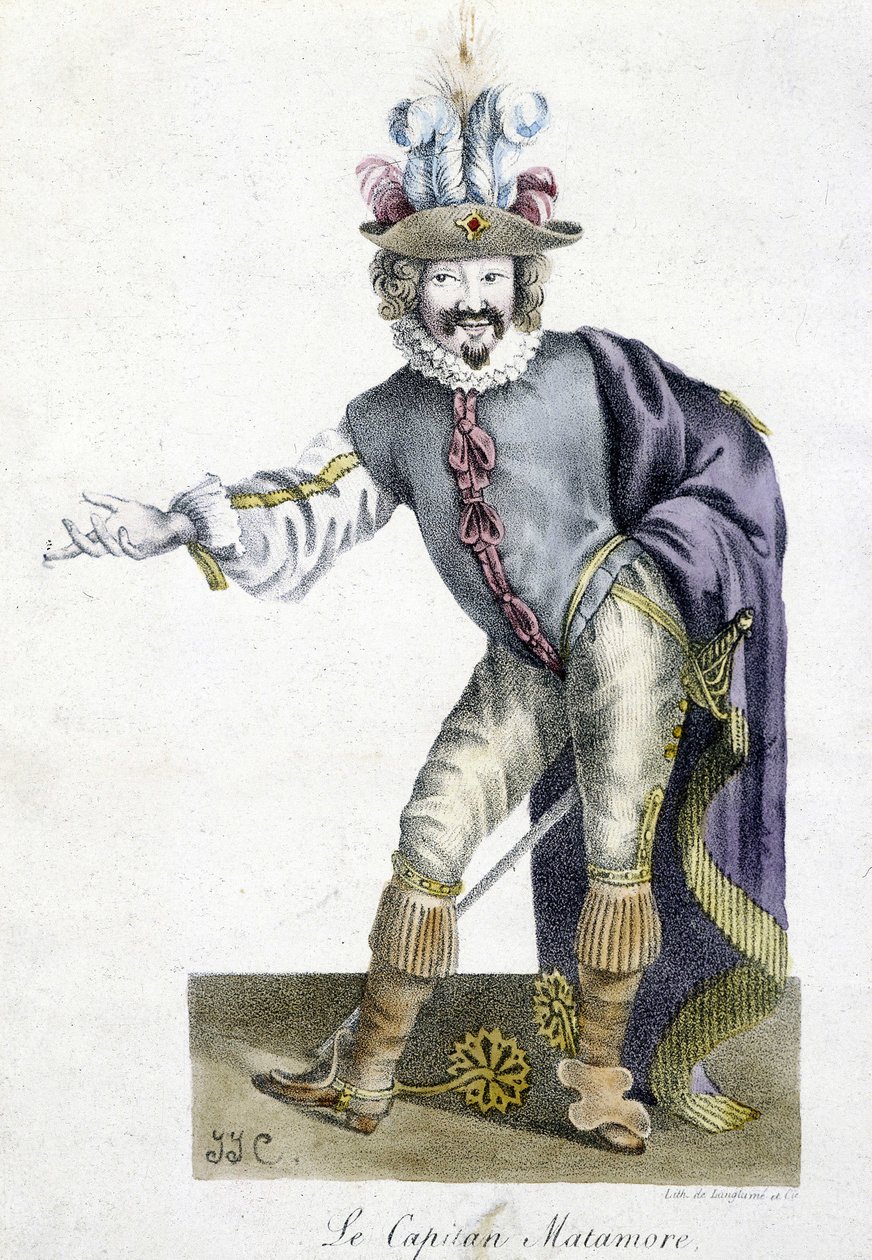 1500-luvun teatterihenkilöstö: Capitan Matamore, Arts Deco. tekijältä Unknown artist