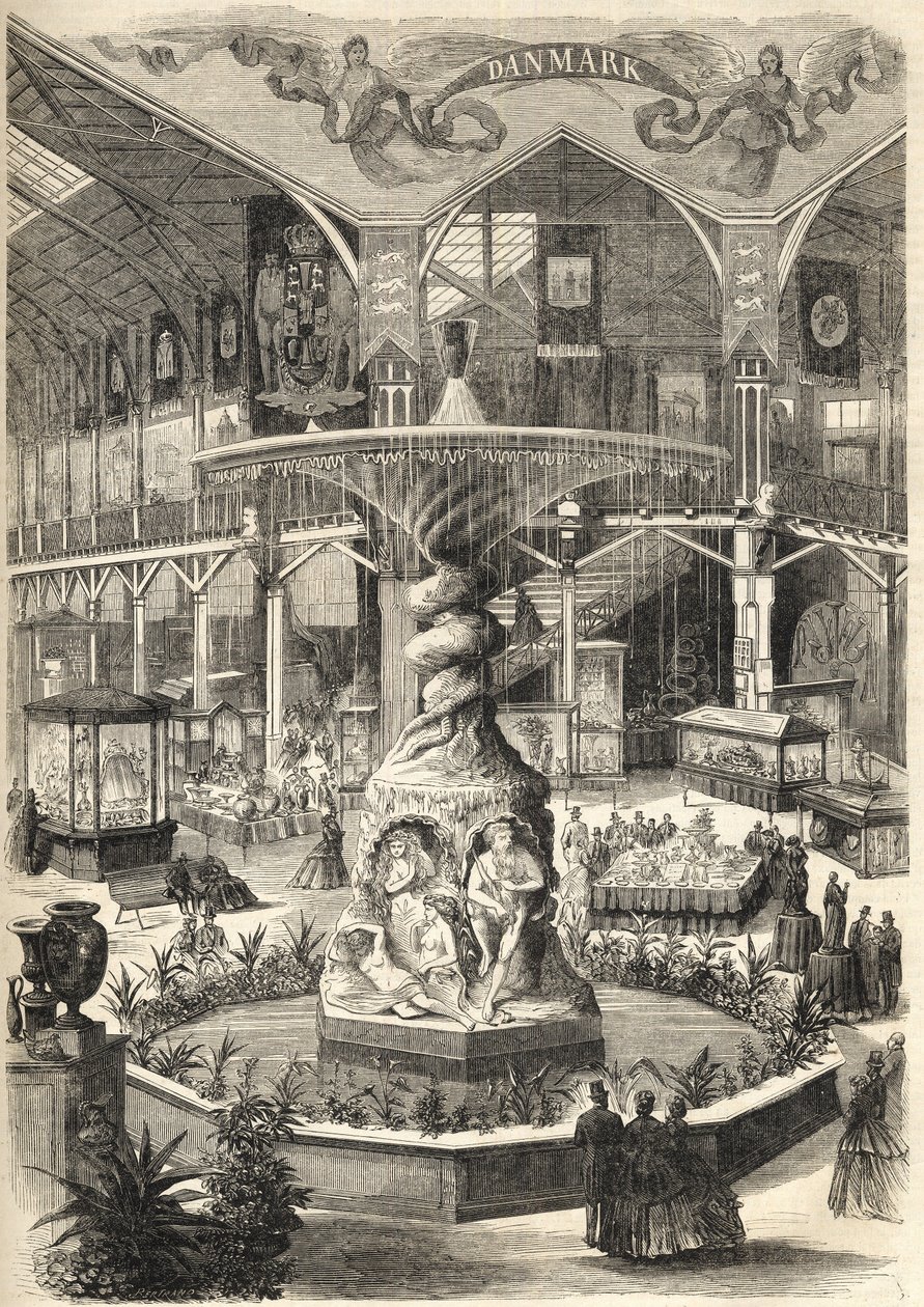 1866 Tukholman Expo - taide- ja teollisuustaidenäyttely - Stockholmsutstallningen 1866 - Tukholma - Suuri kuvataiteen ja teollisuuden näyttely - Suuri Nef - Fontaine Molin - tekijältä Unknown artist