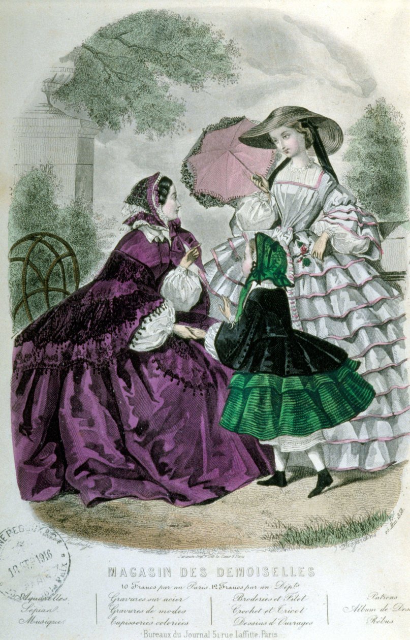 2 naista ja 1 tyttö - "" Magazine des Demoiselles" -lehdessä tekijältä Unknown artist
