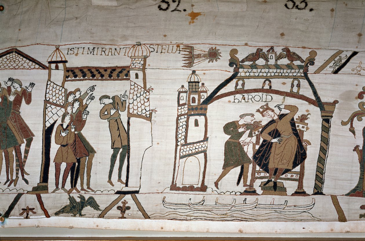 32: Komeetan ulkonäkö; 33: Sanansaattaja varoittaa kuningas Harold II:ta (1022 - 1066) - Bayeux