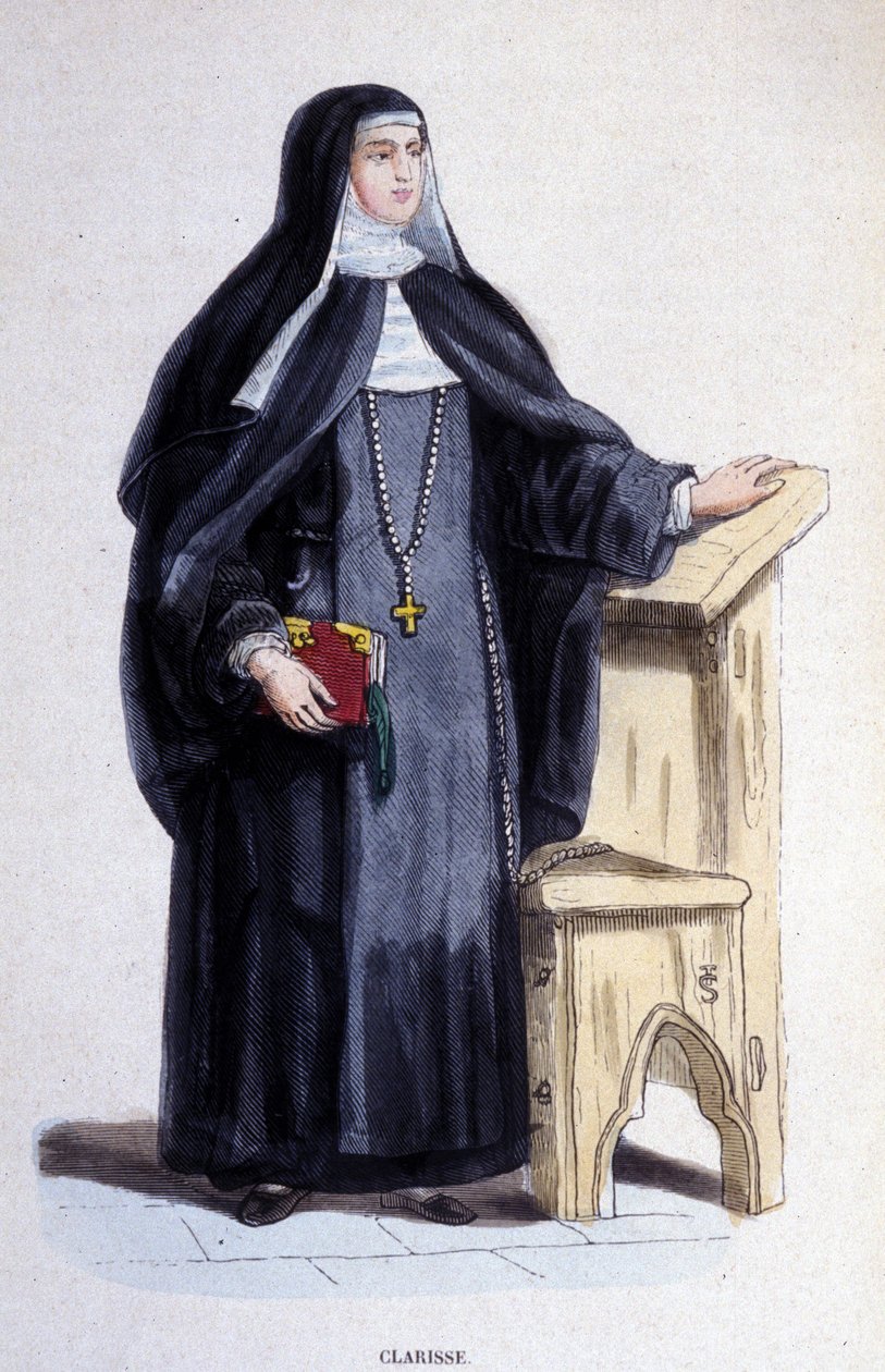 Clarisse, 1200-luvulla perustetun St. Clairin ritarikunnan uskontokunta. tekijältä Unknown artist