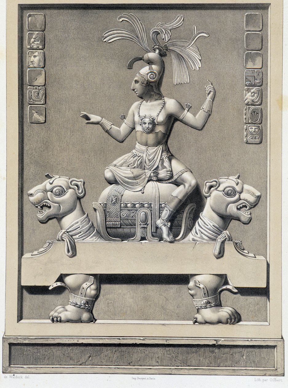 Kuningas sofalla - elokuvassa "Meksikon muinaiset monumentit: Palenqué ja muut Meksikon muinaisen sivilisaation rauniot" Brasseur de Bourbourg, Pariisi tekijältä Unknown artist
