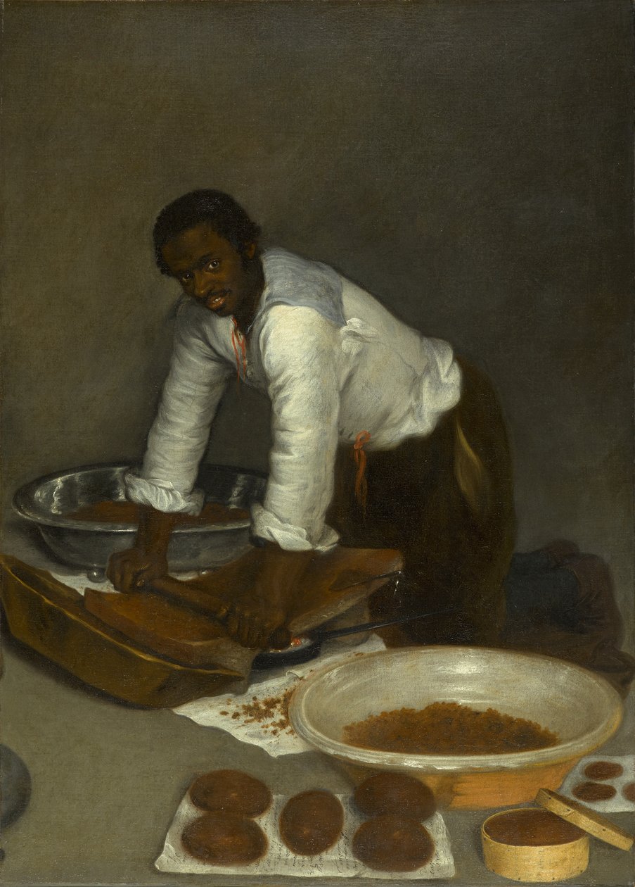 Mies kaapii suklaata, noin 1680-1780 (öljy kankaalle) tekijältä Unknown artist
