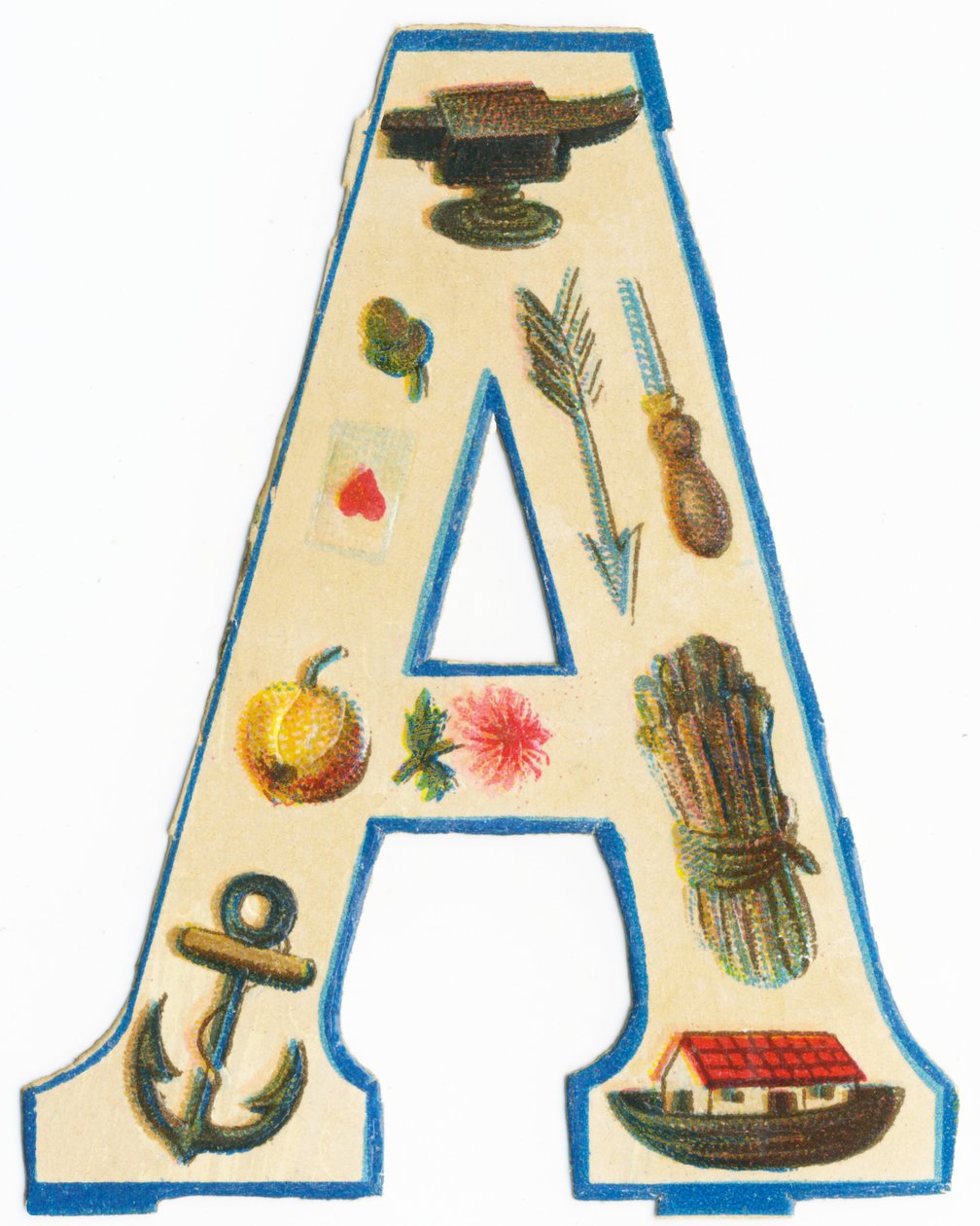 V: alasin, artisokka, nuoli, sydämen ässä, nasteri, omena, asteri, ankkuri, Noen kaari, parsat (väri litho) tekijältä Unknown artist