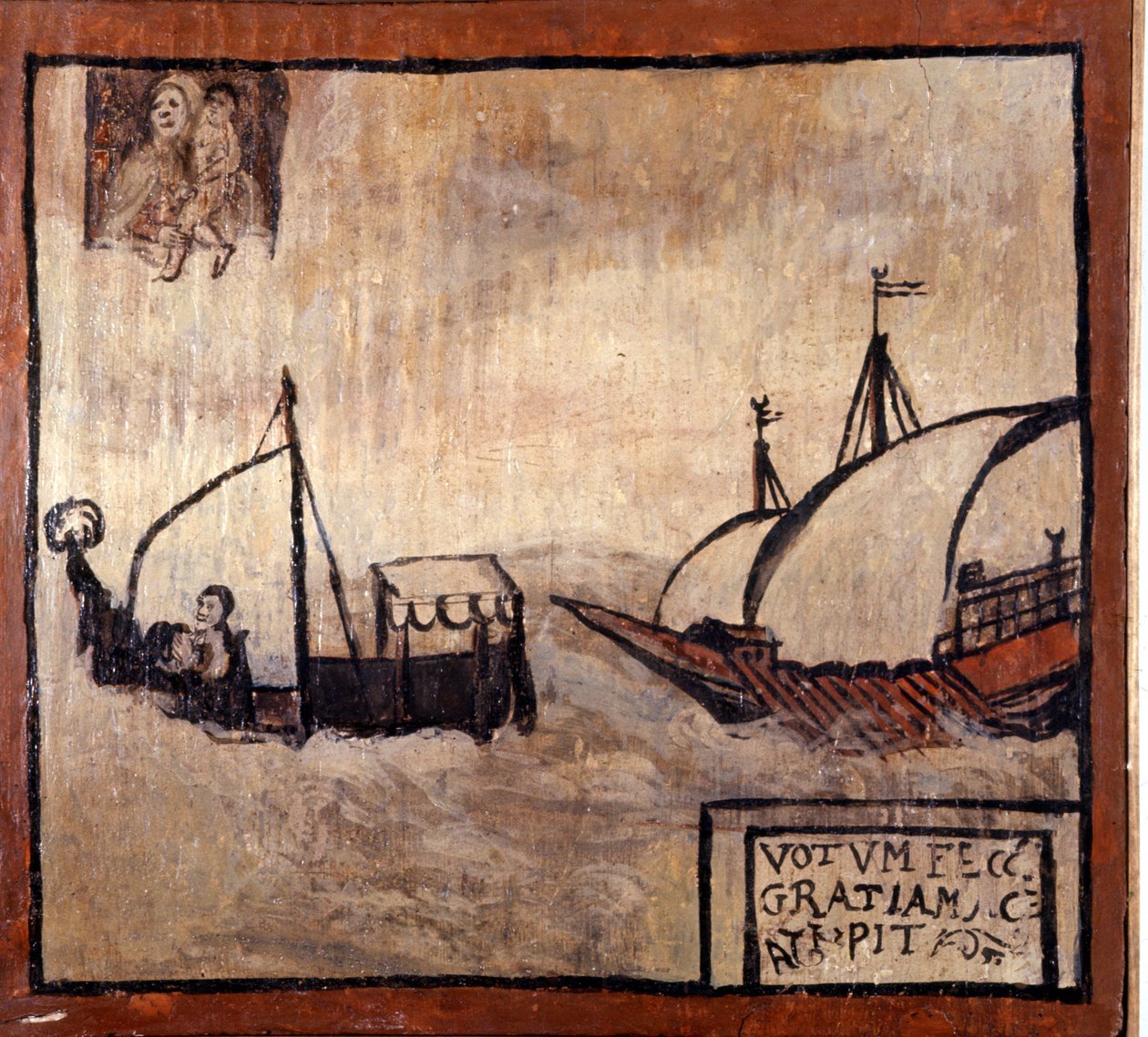 Barbaarinen keittiö jahtaa napolilaisten kalastajien venettä. 1600-luvun entinen äänestys. Madonna dell