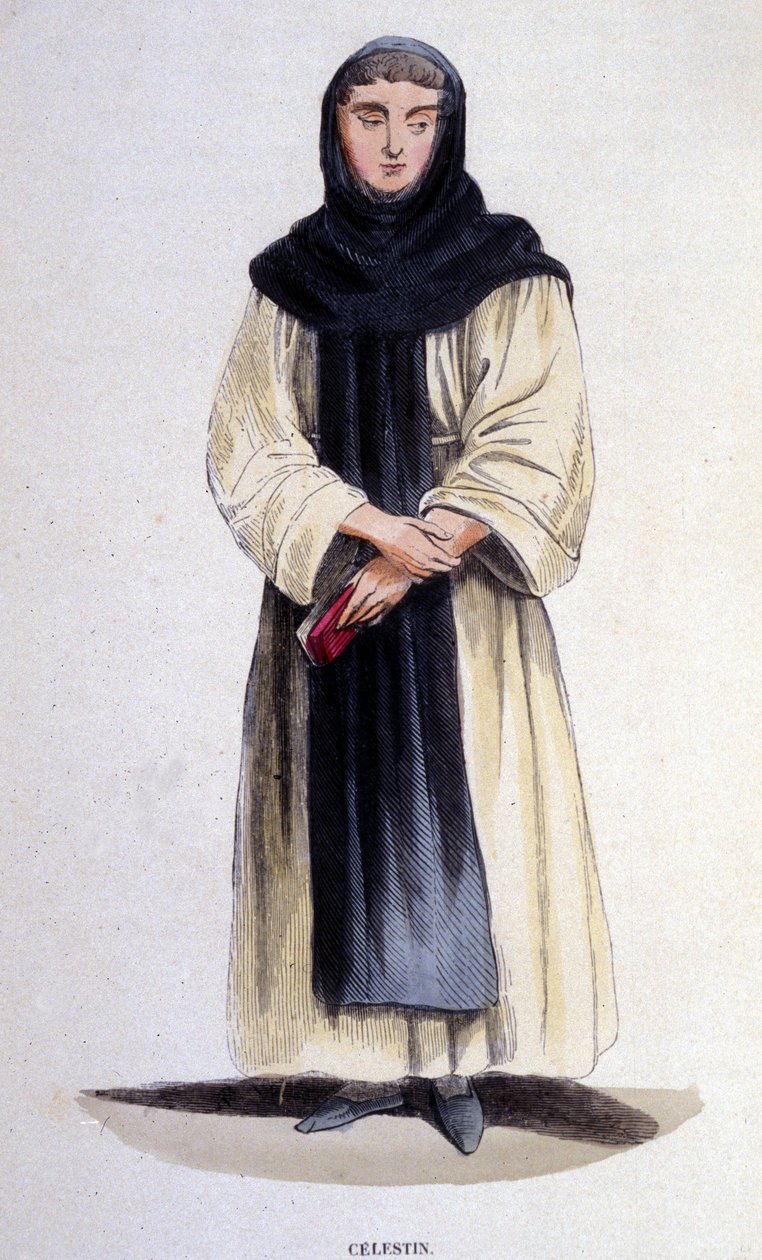 Selestin, uskonnollinen veljeskunta, jonka Célestin V perusti vuonna 1254. Kaiverrus 1800-luvulta tekijältä Unknown artist