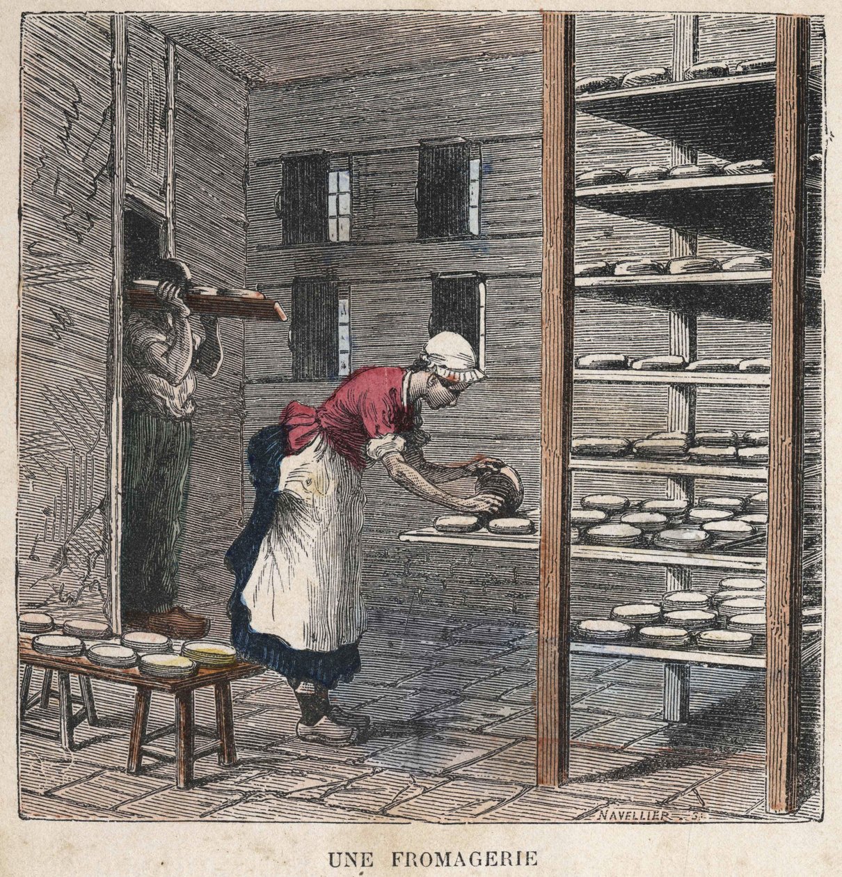 Juustotehdas. 1800-luvun kuvitus. Bianchetti kokoelma. tekijältä Unknown artist