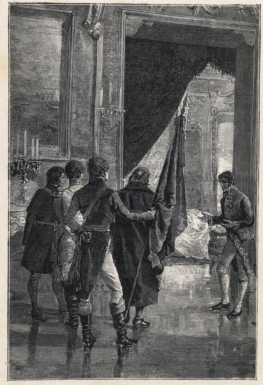 Nationalistisen salaseuran Carbonarin valtuuskunta esitellään kahden Sisilian Ferdinand I:lle (aiemmin Ferdinand IV Napolista) 1820 tekijältä Unknown artist