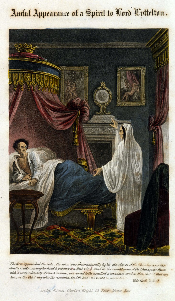 Aave ilmestyy Lord Lytteltonin eteen ilmoittamaan hänen kuolemastaan. 1825. Raamattu. Morando, Milano. tekijältä Unknown artist