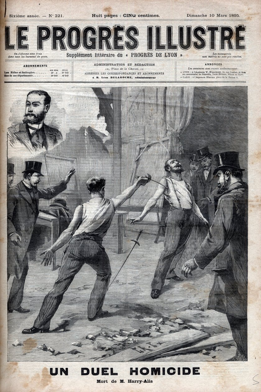 Murhatintaistelu - 1. maaliskuuta 1895 kaksintaistelu kahden Ranskan Afrikan komitean jäsenen välillä, jotka olivat aiemmin hyviä tovereita, Alfred Le Chatelierin ja Hippolyte Percherin, alias Harry Alis, ja tämän välillä. tekijältä Unknown artist