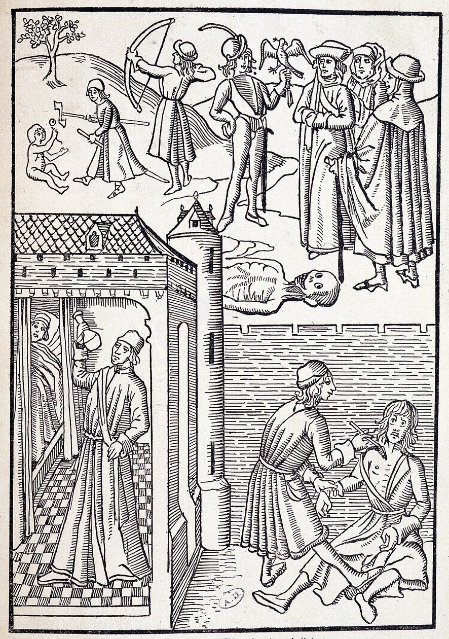Urologi ja kirurgi 1400-luvulla. tekijältä Unknown artist