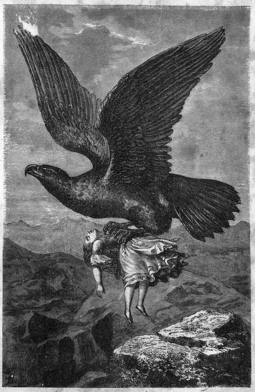 Lapsen sieppaus kuninkaallisen kotkan toimesta. tekijältä Unknown artist