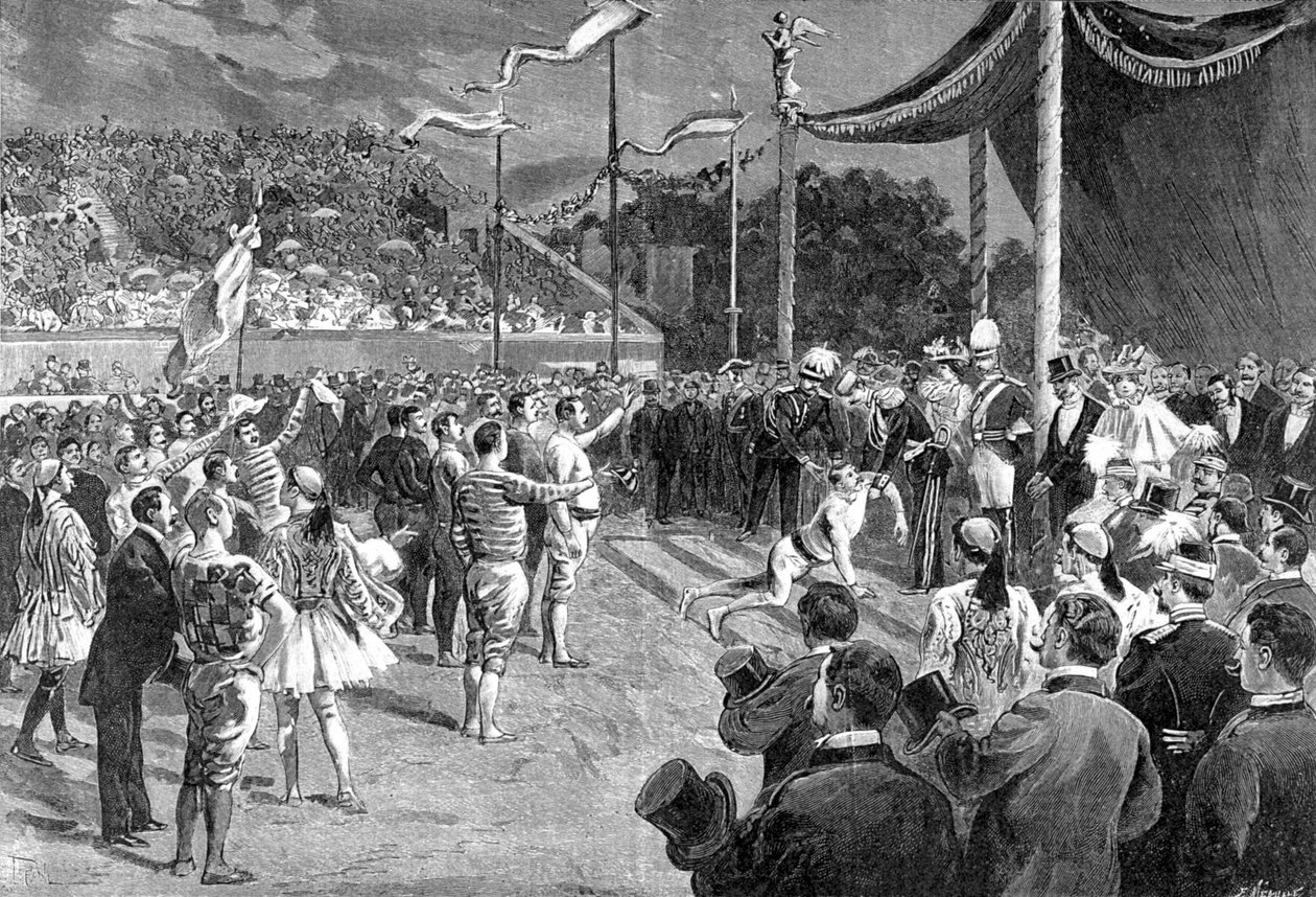 Tietoja olympialaisista: maratonjuoksija - "" The Illustré Journal -lehdessä", 26.4.1896. tekijältä Unknown artist