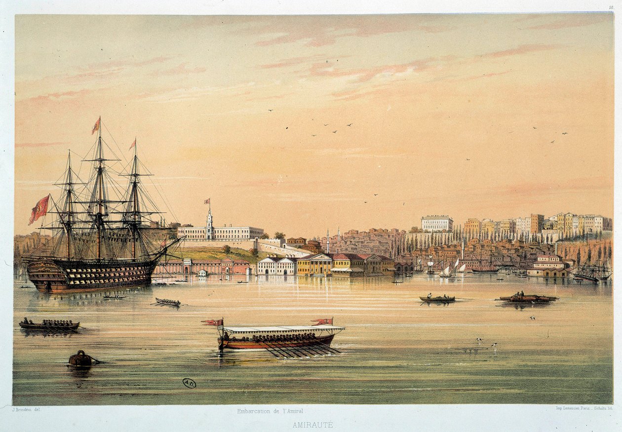 Admiraut: “” Amiraalin vene”” 1800-luvun Pariisin litografia, koristetaide tekijältä Unknown artist