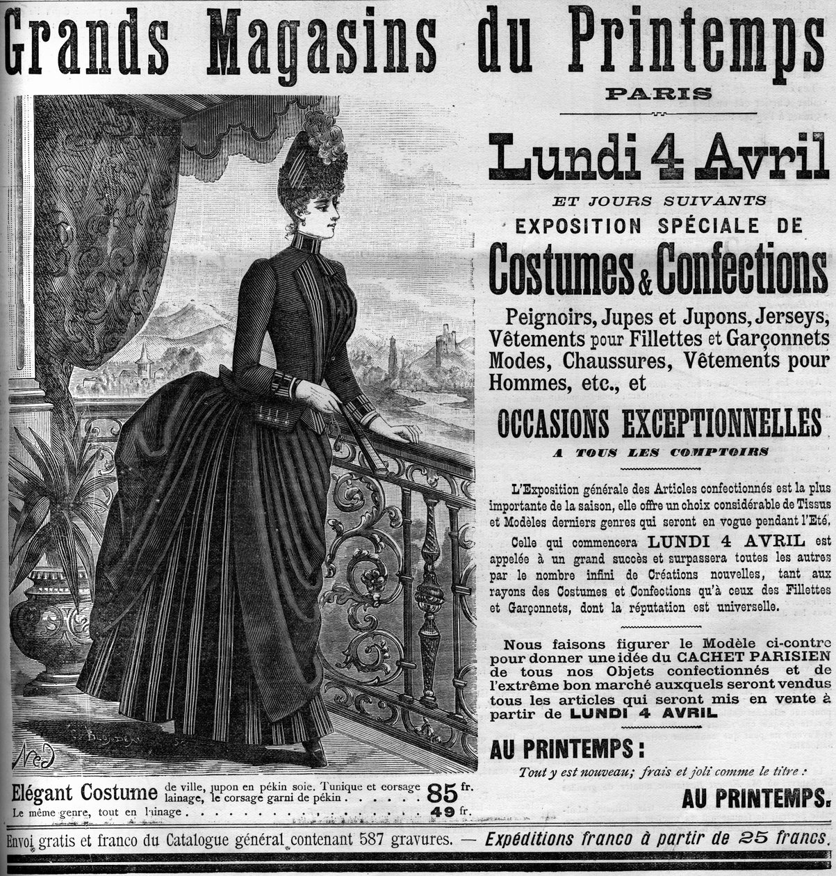Printempsin tavaratalojen mainonta Pariisissa, Le Monde Illustrée 1887. tekijältä Unknown artist
