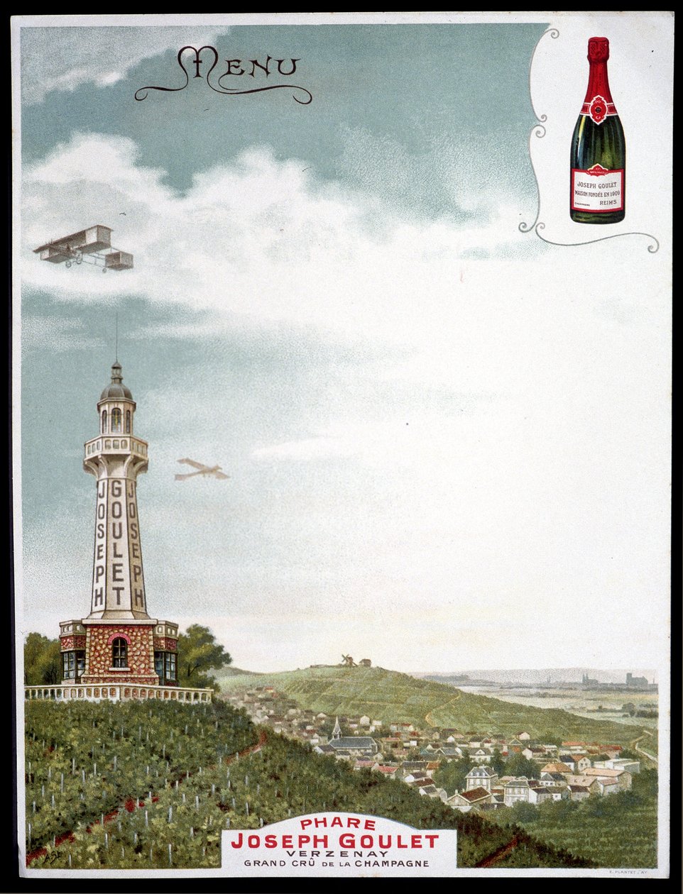 Brändin “” Joseph Goulet - Verzenay - Grand cu de la Champagne mainonta. tekijältä Unknown artist