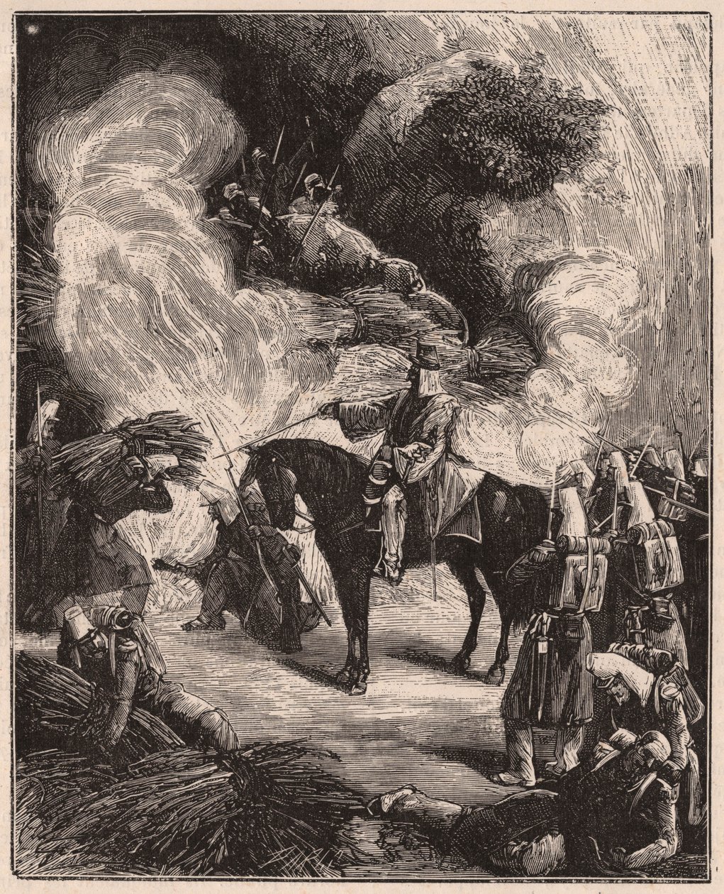 Afrikkalaiset joukot tukehtivat algerialaisia luolassa Regence Algiersin alueen valloittamisen aikana 1844-45 tekijältä Unknown