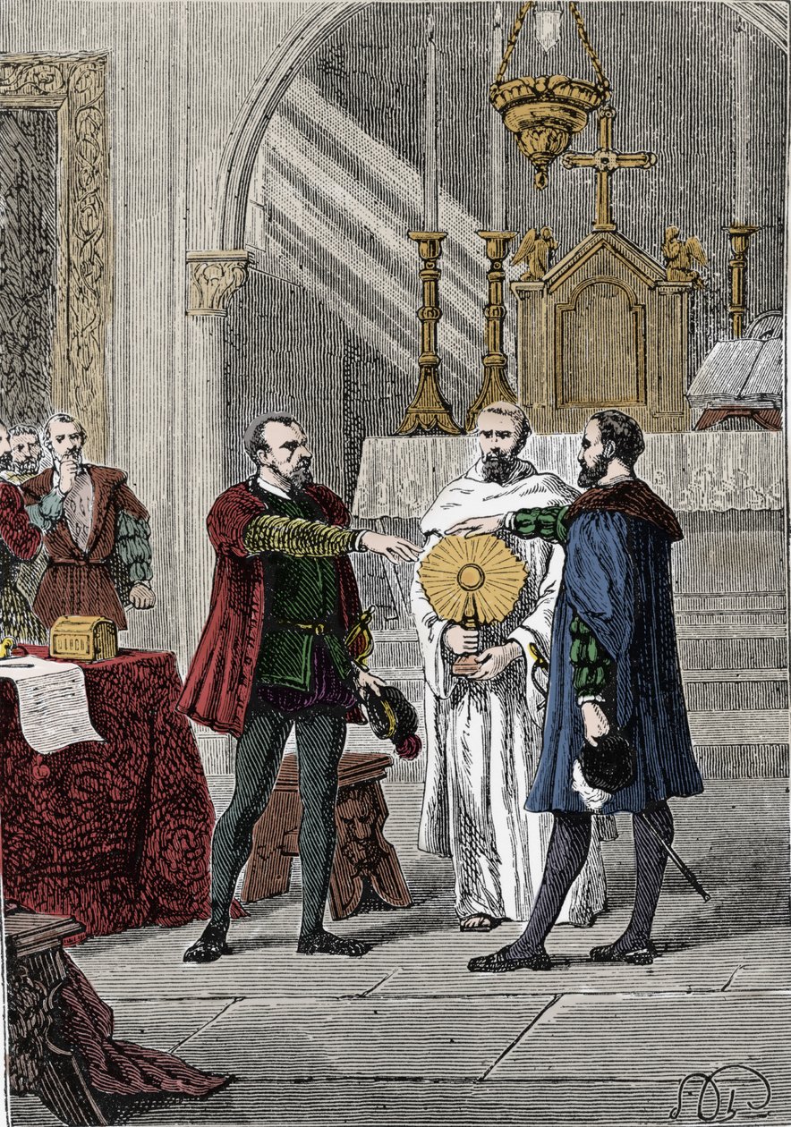 Erimielisyyksien jälkeen espanjalaisten valloittajien välillä Francisco Pizarro (Francois Pizarre tekijältä Unknown artist