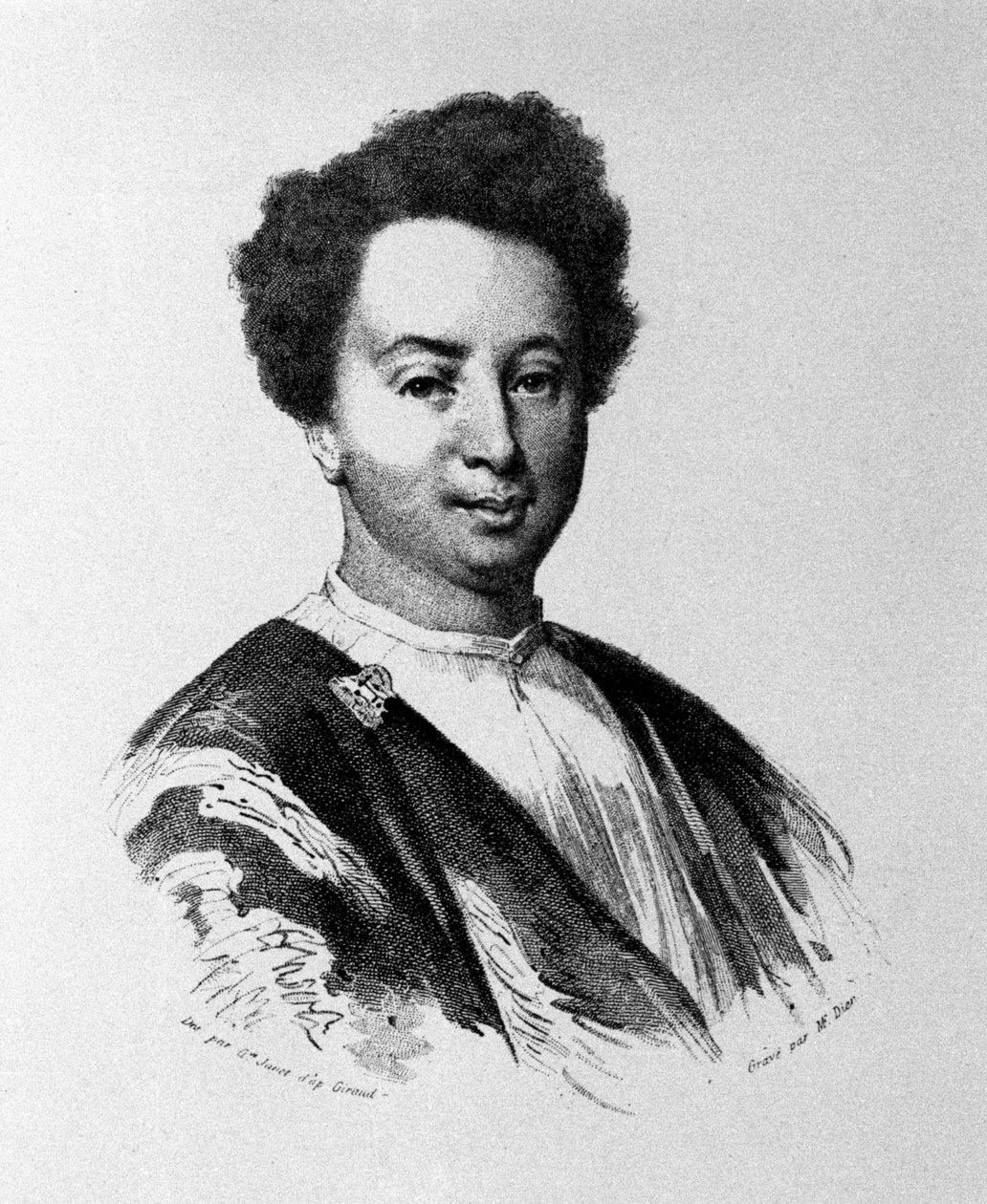 Alexandre Dumas 35-vuotiaana, kaiverrus 1800-luvulta tekijältä Unknown artist