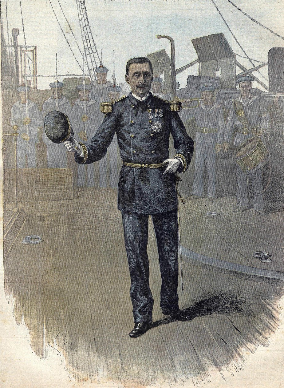 Alfred Albert Gervais (1837 - 1921), ranskalainen amiraali, merivoimien esikunnan päällikkö 1892. Kaiverrus vuodelta 1892. tekijältä Unknown artist