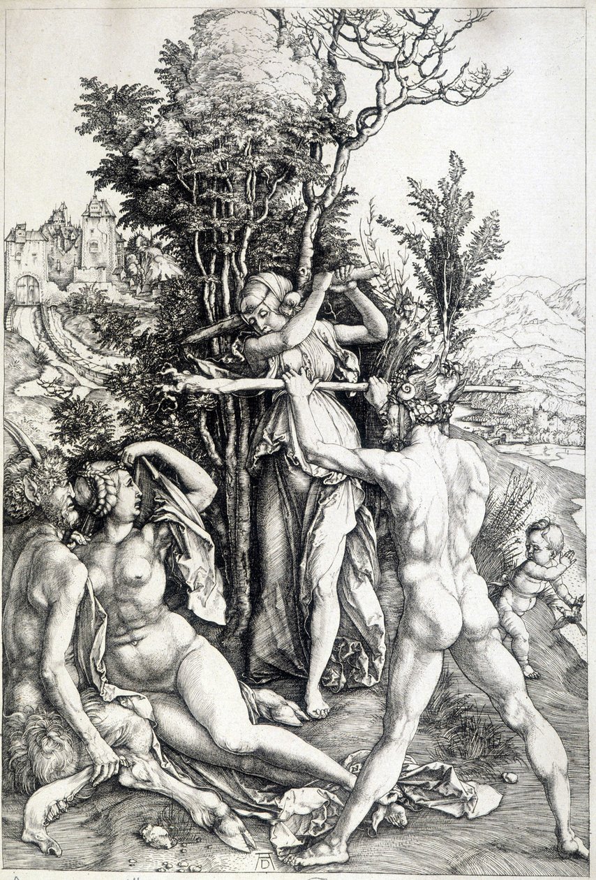 Allegorinen mustasukkaisuuden hahmo - kaiverrus 1500-luvulta tekijältä Unknown artist