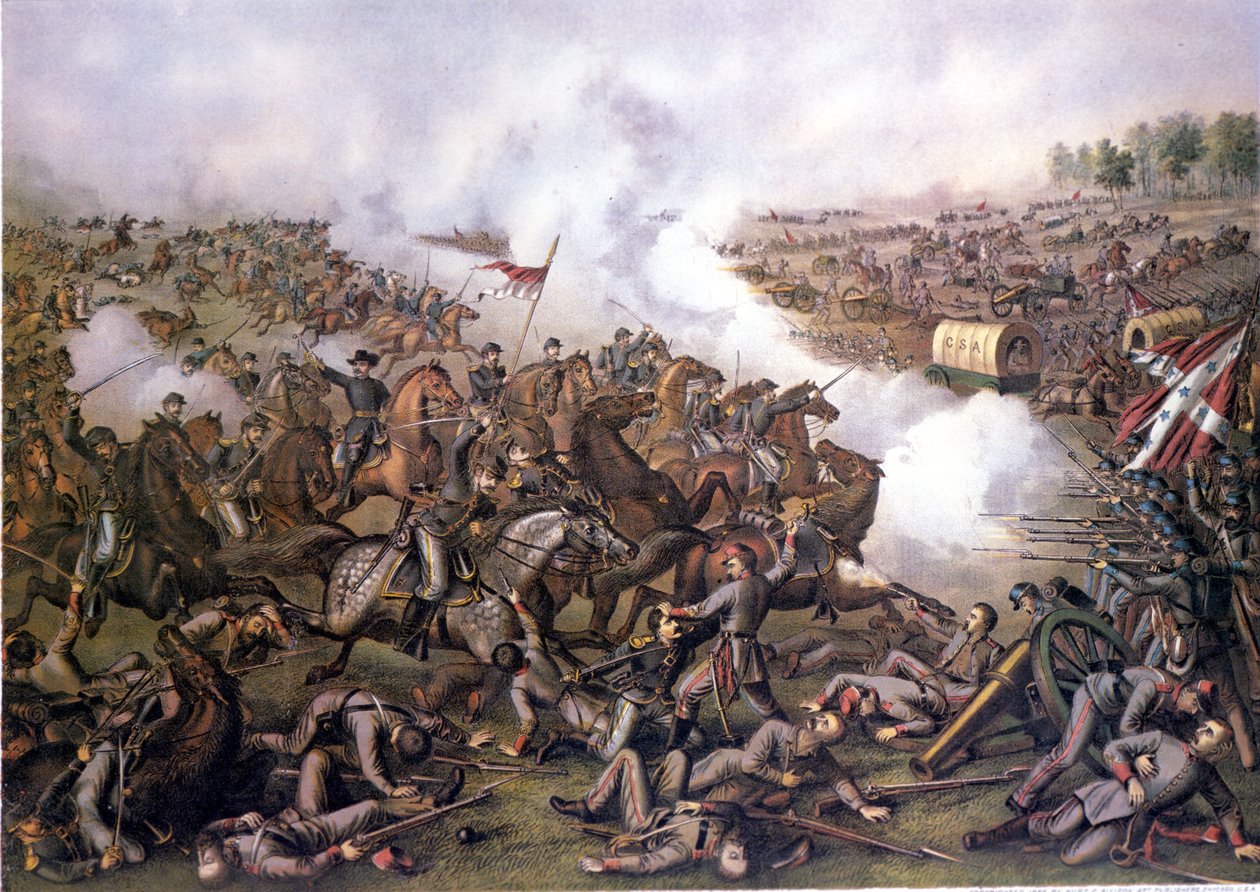 Amerikan sisällissota (1861 - 1865): Five Forksin taistelu (Virginia) 1. huhtikuuta tekijältä Unknown artist