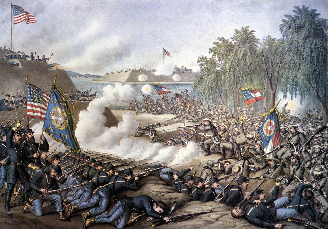 Amerikan sisällissota (1861 - 1865): Ensimmäinen Korintin taistelu (Mississippi) 29. huhtikuuta - 10. kesäkuuta tekijältä Unknown artist