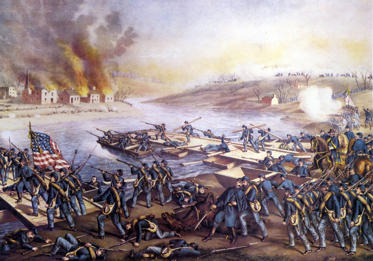 Amerikan sisällissota (1861 - 1865): Ensimmäinen Fredericksburgin taistelu (Virginia) 11. joulukuuta tekijältä Unknown artist