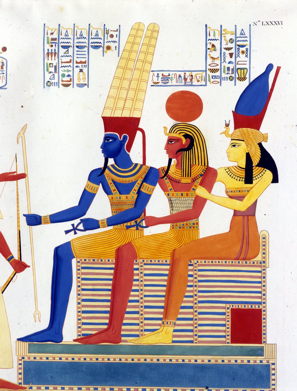 Amon - re, Ptah, Mut - Ippolito Rosellini (Rossellini) teoksessa "" Egyptin ja Ylä-Nubian monumentit"". tekijältä Unknown artist