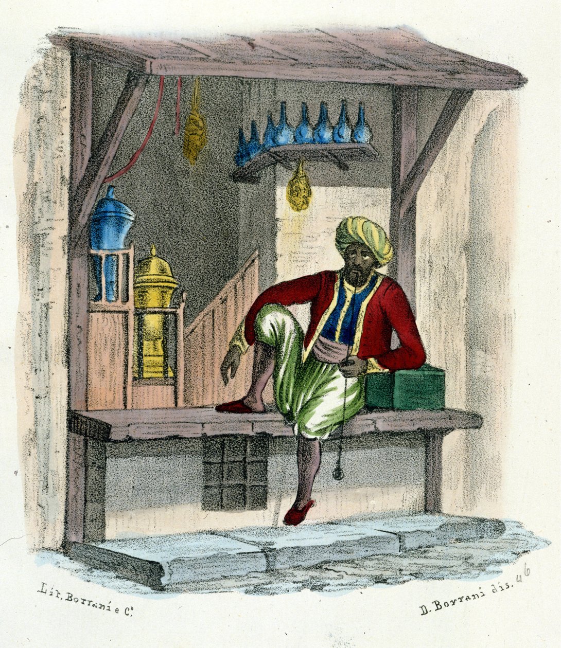 Arabilainen myyjä, kaiverrus noin 1850. tekijältä Unknown artist