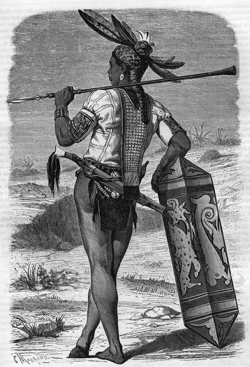 Alkuperäinen Dayak, joka asui Saravakissa, Malesiassa 1800-luvulla "Youth Journal" -lehdessä vuonna 1888. tekijältä Unknown artist