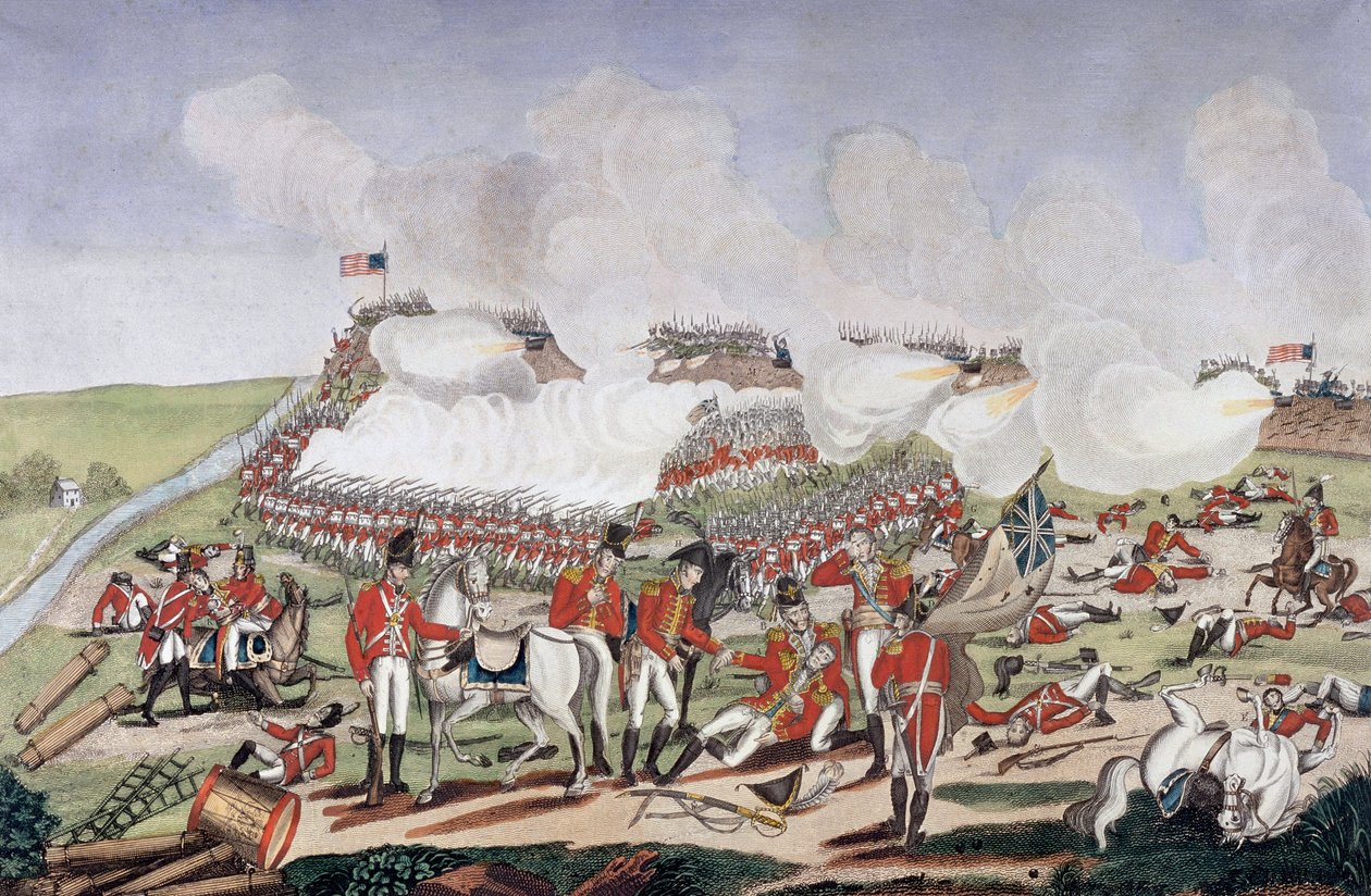 Anglo-amerikkalainen sota 1812 (toinen itsenäisyyssota): kenraali Edward Pakenham (1778-1815) kuoli New Orleansin taistelussa (Louisiana, USA) tekijältä Unknown artist
