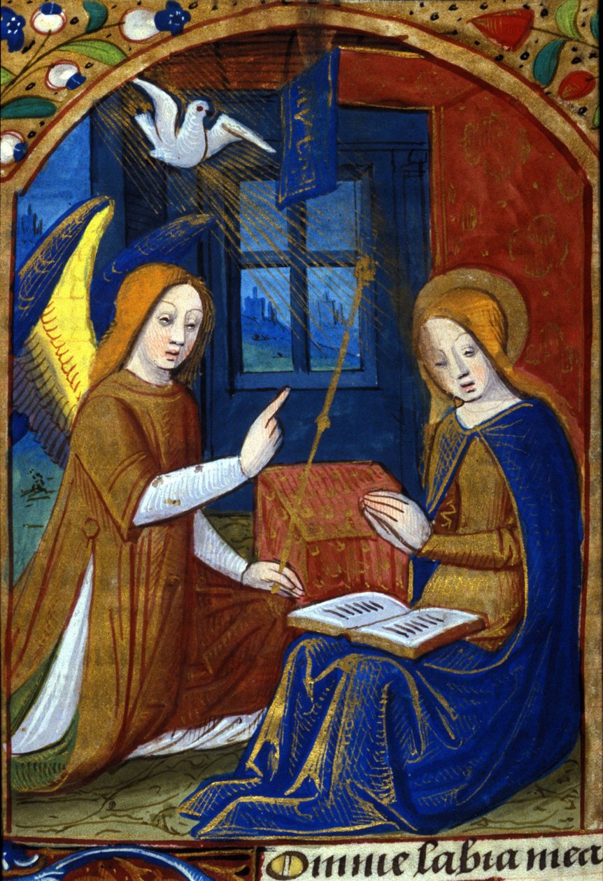 Ilmoitus. 1500-luvun käsikirjoitus. Biblioteca Nazionale Braidense, Milano. tekijältä Unknown artist