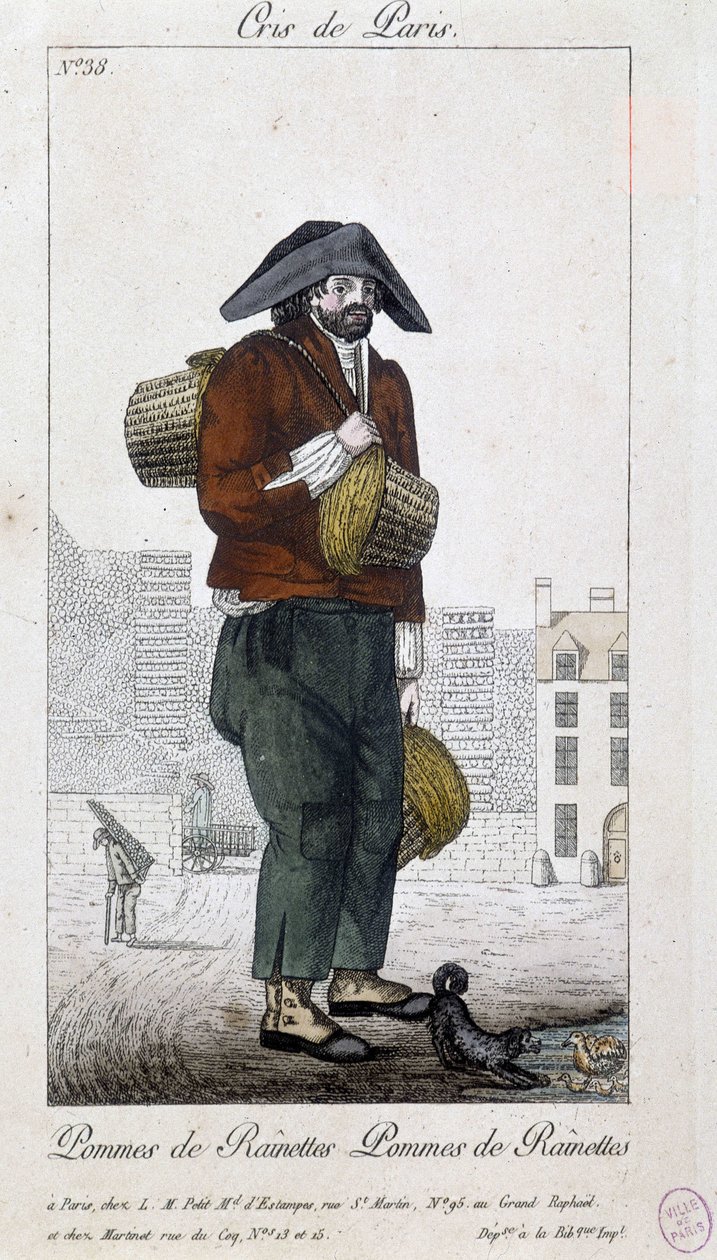 Omenakauppias - paikassa “” Cris de Paris”, deb. 1800-luvulla tekijältä Unknown artist