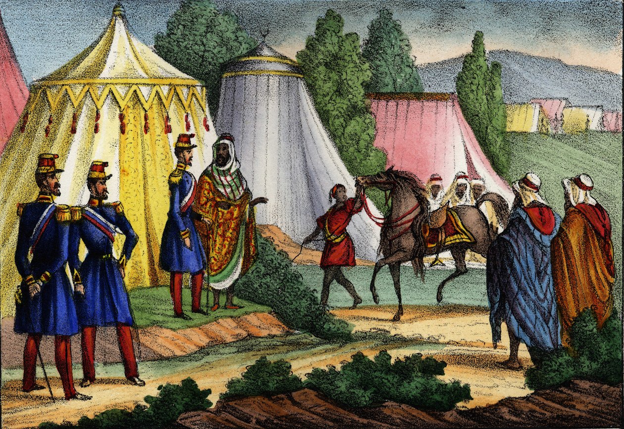 Arabijohtaja tarjosi hevosta Afrikan, Algerian, Ranskan armeijan upseerille tekijältä Unknown artist