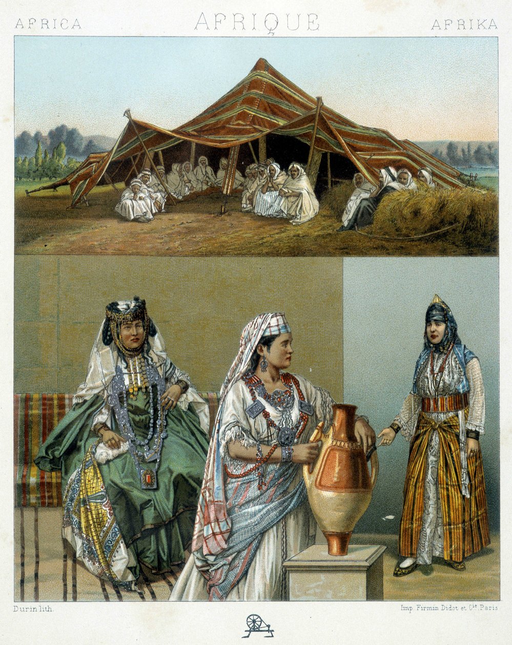 Arabiteltta, Algerian naisten puvut - Racinetin teoksessa "Le costume historique" tekijältä Unknown artist