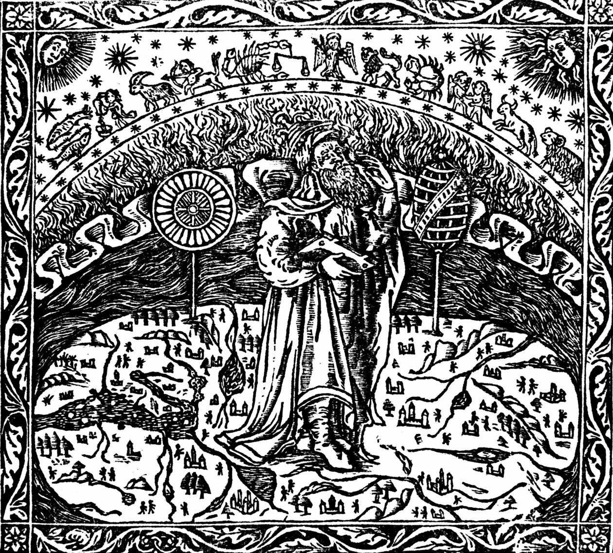 Arkhimedes seisoo maan päällä, Archimedes Tetragonismus -teoksesta. tekijältä Unknown artist