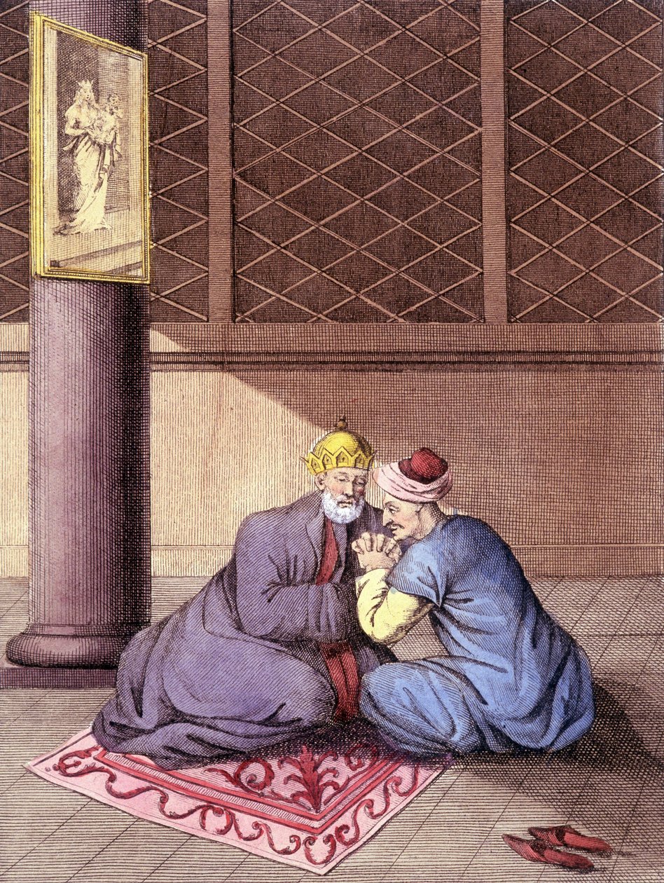 Armenialainen piispa kuuntelemassa miehen tunnustuksia. tekijältä Unknown artist