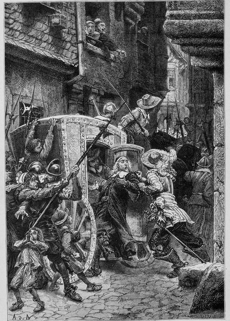 Brouselin pidätys (Fronden alku) Guizotin "" Ranskan historiassa" tekijältä Unknown artist