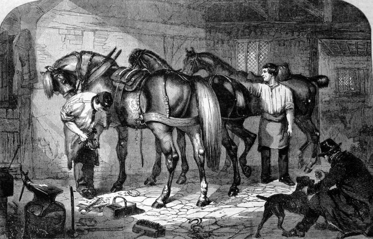 Käsityöläinen: Marechal Ferrantit tekivät hevosten kaviot. Kaiverrus 1800-luvulta tekijältä Unknown artist