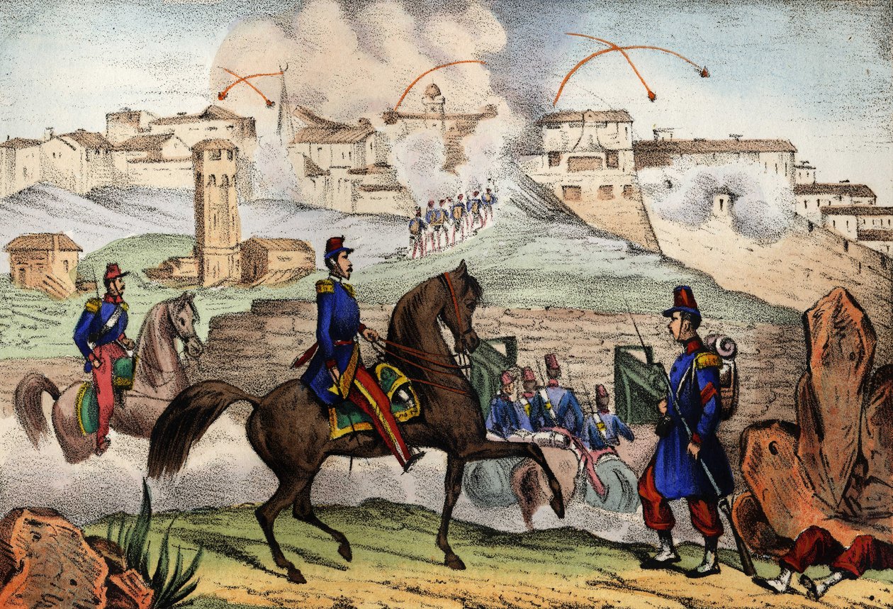 Algerian Constantinen hyökkäys Afrikan Ranskan armeijan kenraali Danrémontin 7 päivää kestäneen piirityksen jälkeen 13. lokakuuta 1839. Teoksessa ”” Storia d