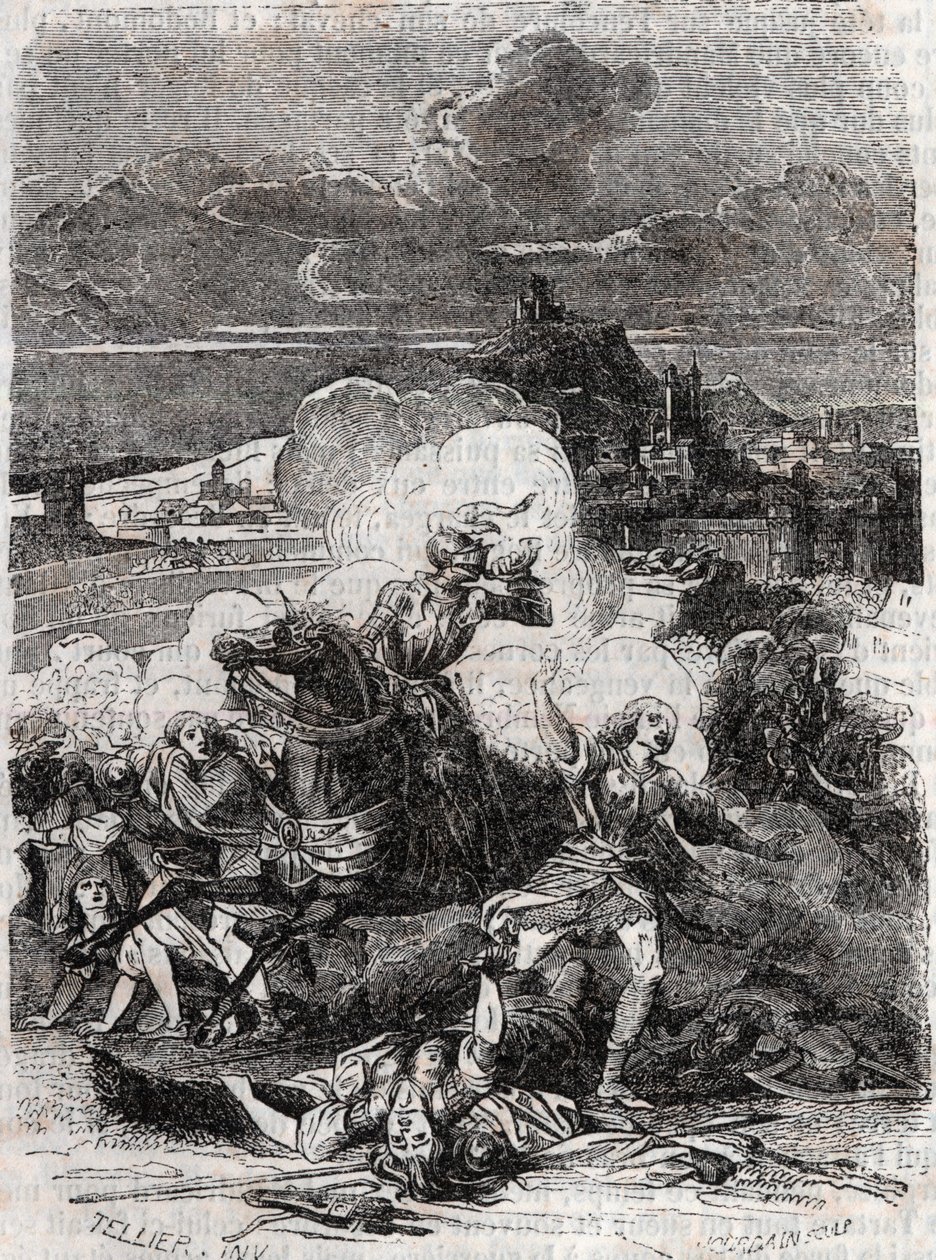 Astolph pakottaa murhanaiset pakenemaan – Ludovico Arioston (1500-luku) kaiverrus "" Furious Roland"" (Orlando furioso) (1500-luku), joka tunnetaan nimellä Ariosta - Tressanin kreivi kääntää italiasta ja julkaisi Gustave Harvard 1851. tekijältä Unknown artist
