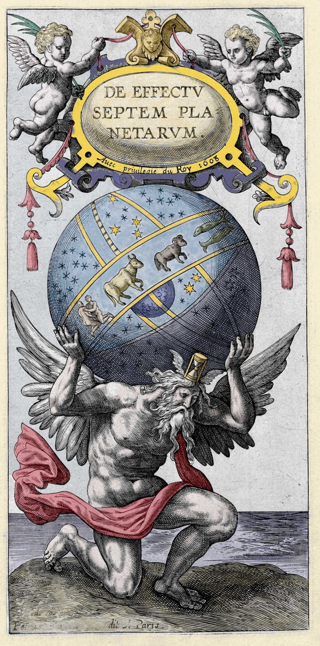 Atlas kantaa maailmaa. Kaiverrus 1600-luvun alusta. tekijältä Unknown artist