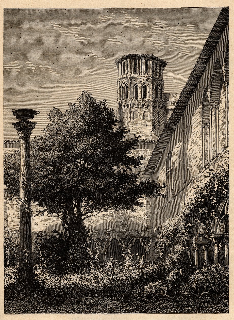 Augustinuslainen luostari (Toulouse) - Le cloitre des Augustins à Toulouse - kaiverrus "" PATRIE" - PINTUREQUIREQUE RANSKAN KUVAUS 6 NÄTEESSÄ LUCIEN HUARD - 1800-luvun loppu tekijältä Unknown artist