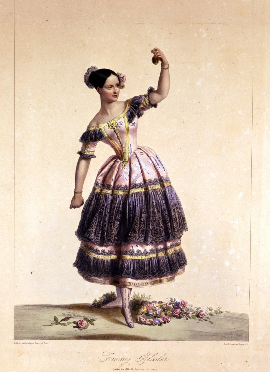 Itävaltalainen tanssija Fanny Elssler (1810-1884) baletissa "The lame Devil" 6.2.1836 1800-luvun print tekijältä Unknown artist