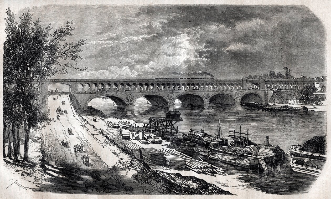 Auteuil Viaduct (Point du Jour Bridge) vuonna 1867 tekijältä Unknown artist