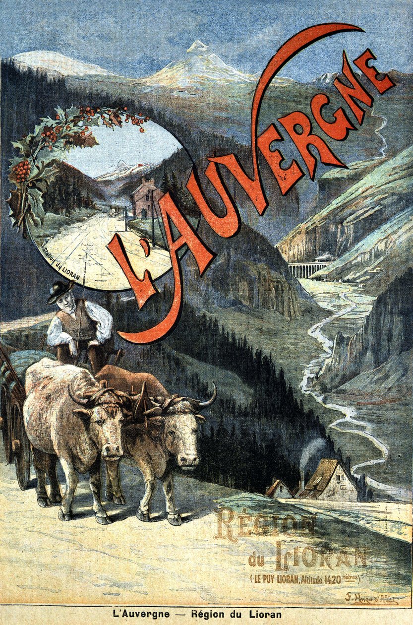 Auvergne-vuoret, Lioranin alue, matkailumainonta, 1800-luvun loppu tekijältä Unknown artist
