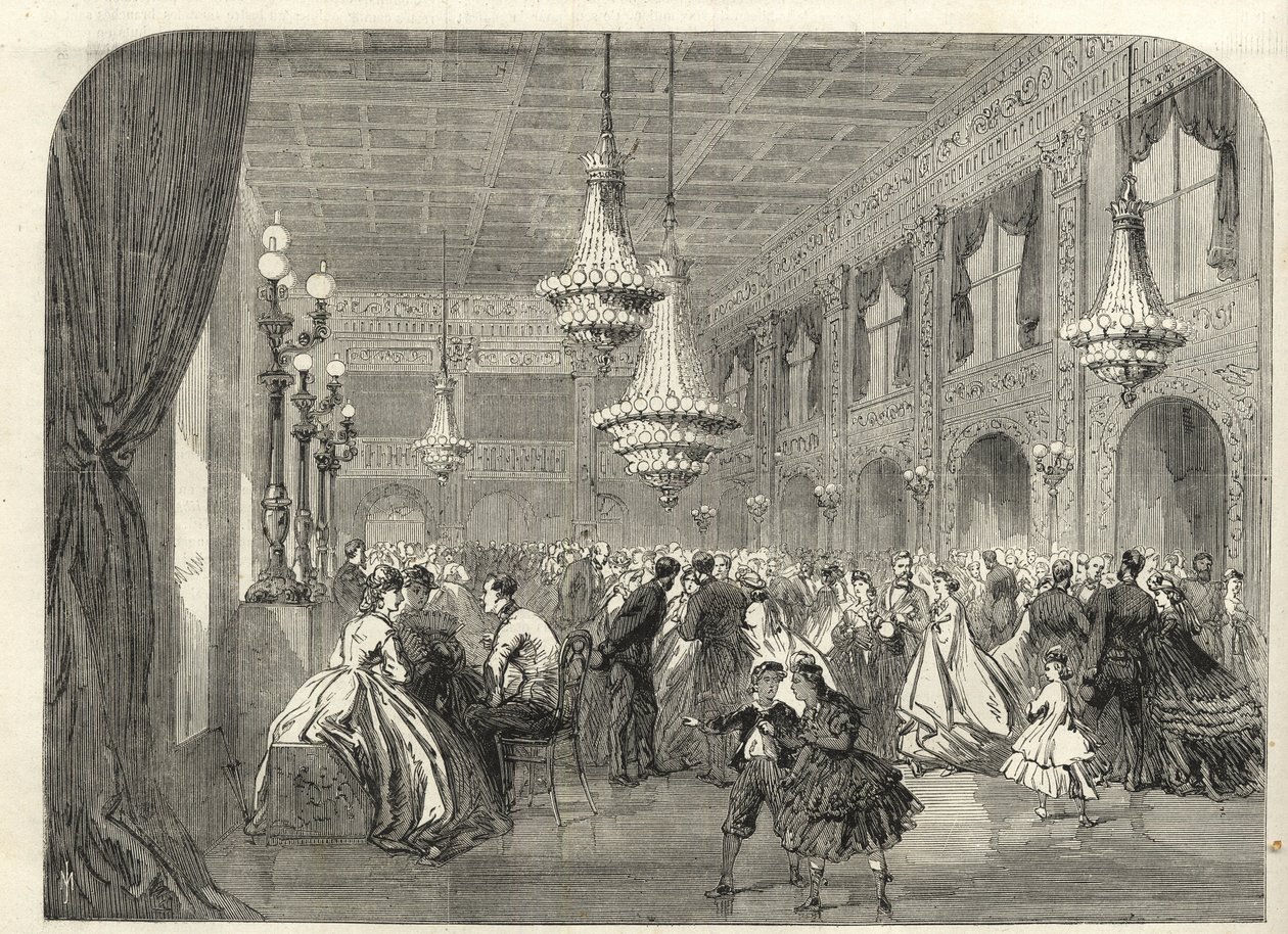 Baden Baden (Baden-Baden), Saksa - Keskusteluhuoneen sisällä - 1867 tekijältä Unknown artist